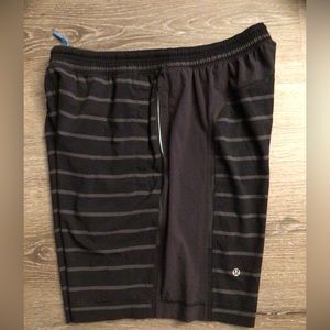 Lululemon Mens  Shorts Athletic Fitness Black Grey  Size XL